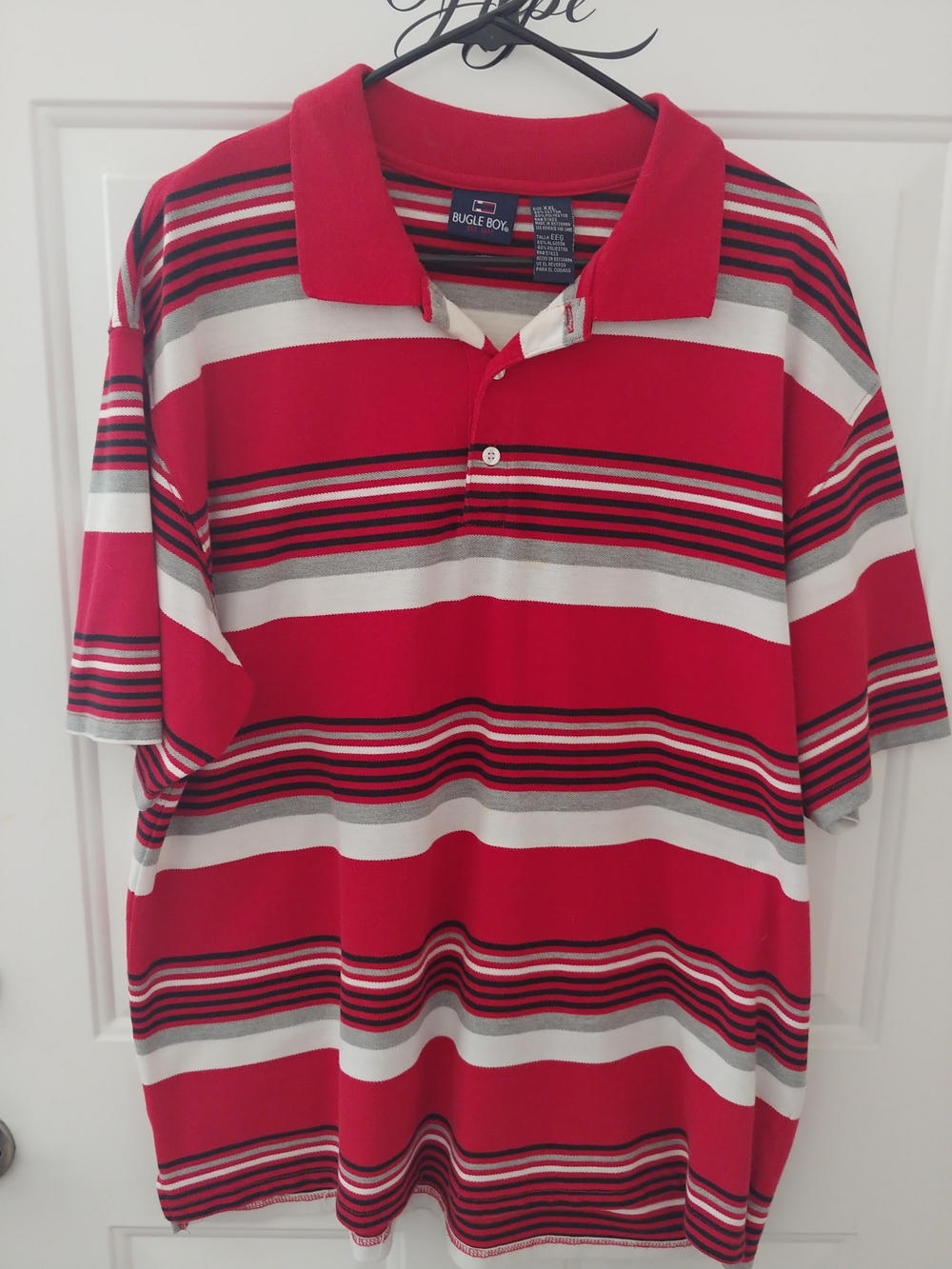 Bugle Boy Red Striped Short Sleeve Polo